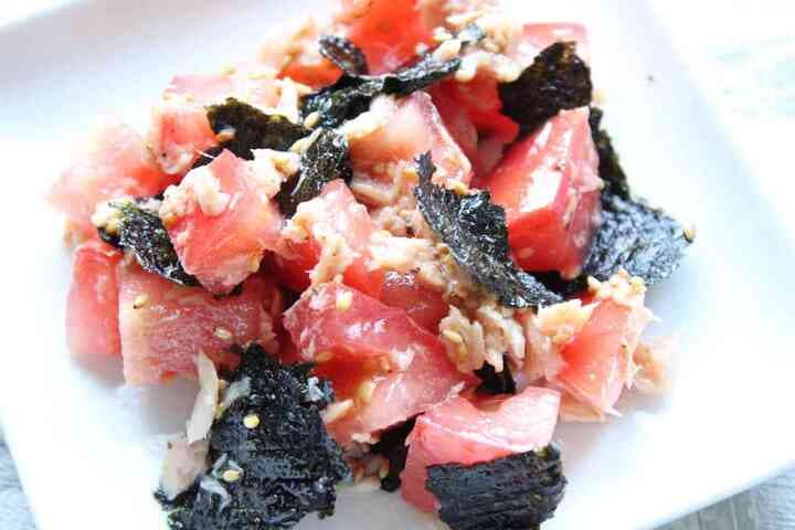 「トマトとツナの海苔ナムル」レシピ！ごま・にんにくで風味豊か