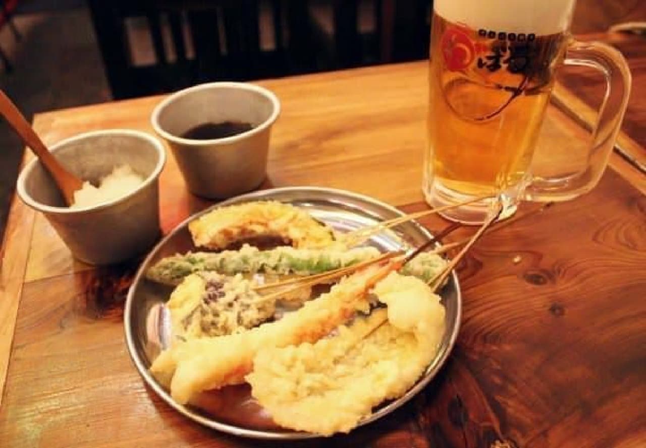 You can drink plenty with crispy tempura as a side dish