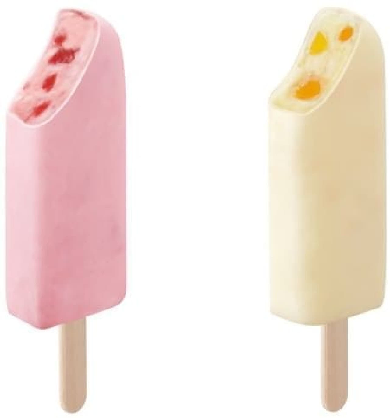 Popular flavors of strawberry (left) and mixed peach (right)