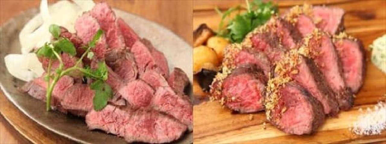 10 ounces of beef skirt steak! THE ★ Steak (left) Chuck roll steak of aged meat (right)