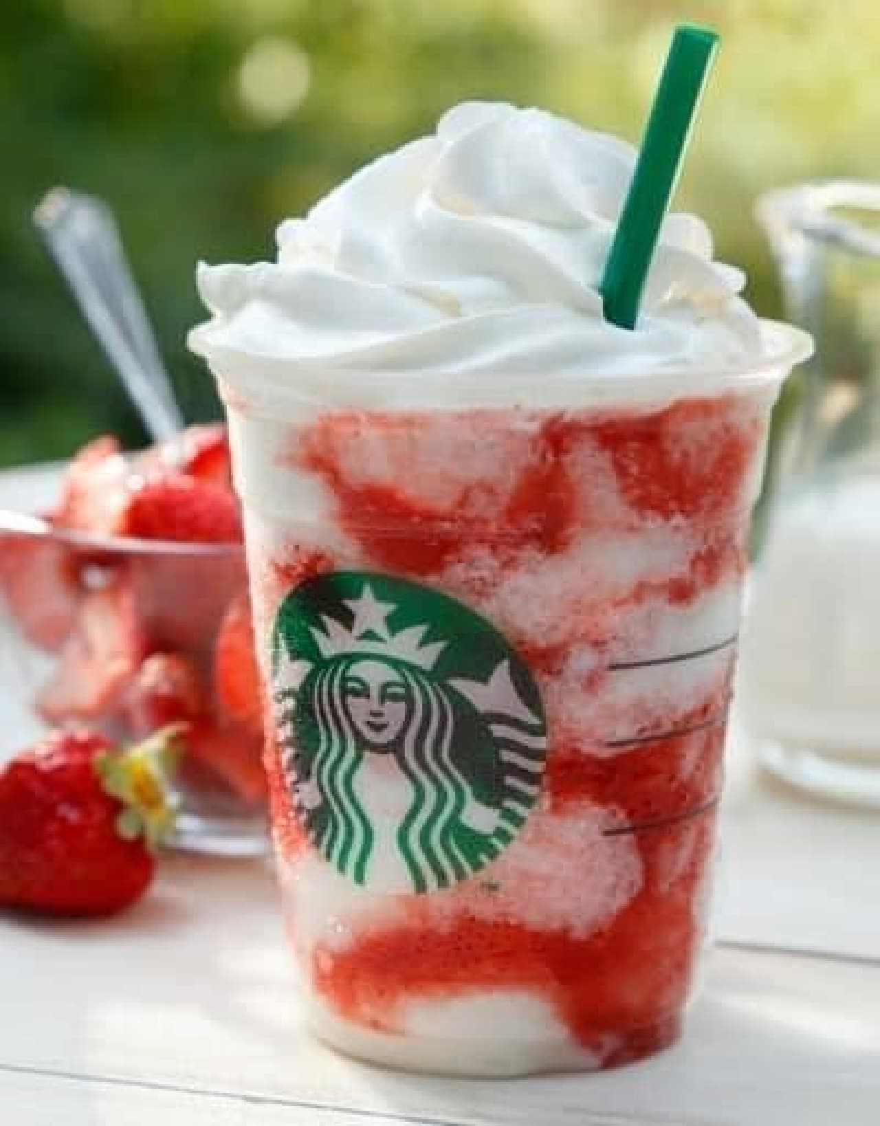 More fruity this year! Strawberry frappe with a gorgeous contrast of red and white