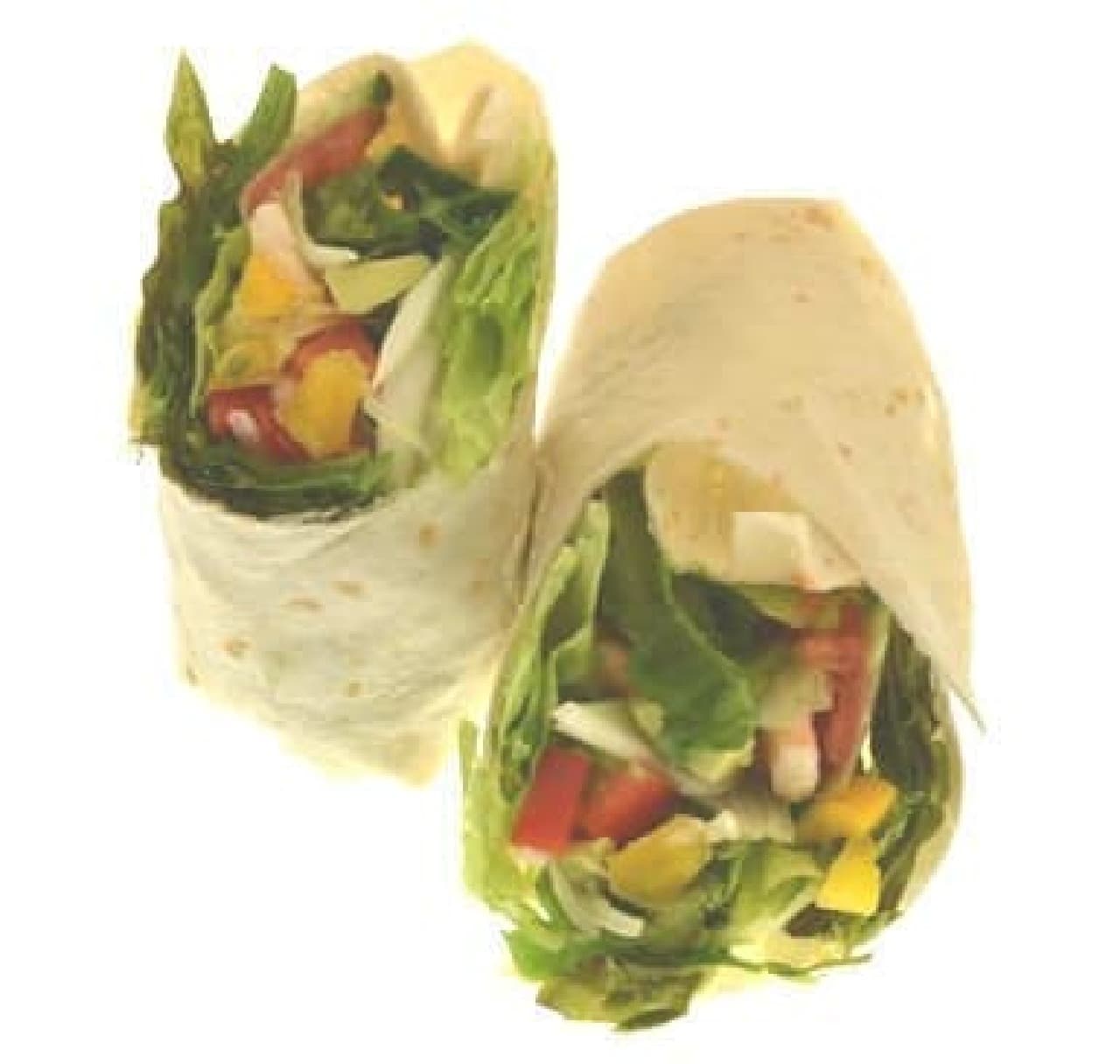 "Wrap sandwich" with salad wrapped in tortillas