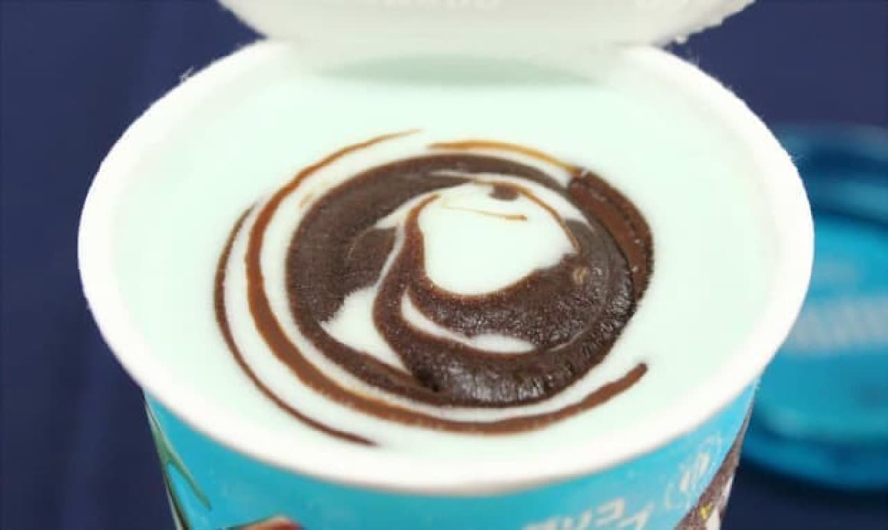 Chocolate is put in a swirling layer