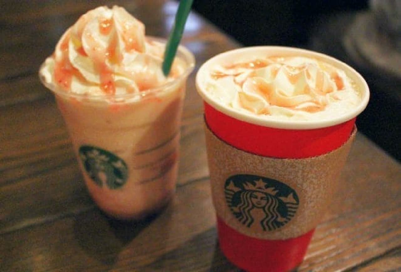 Hot apple (right photo) and apple caramel frappuccino (left photo)