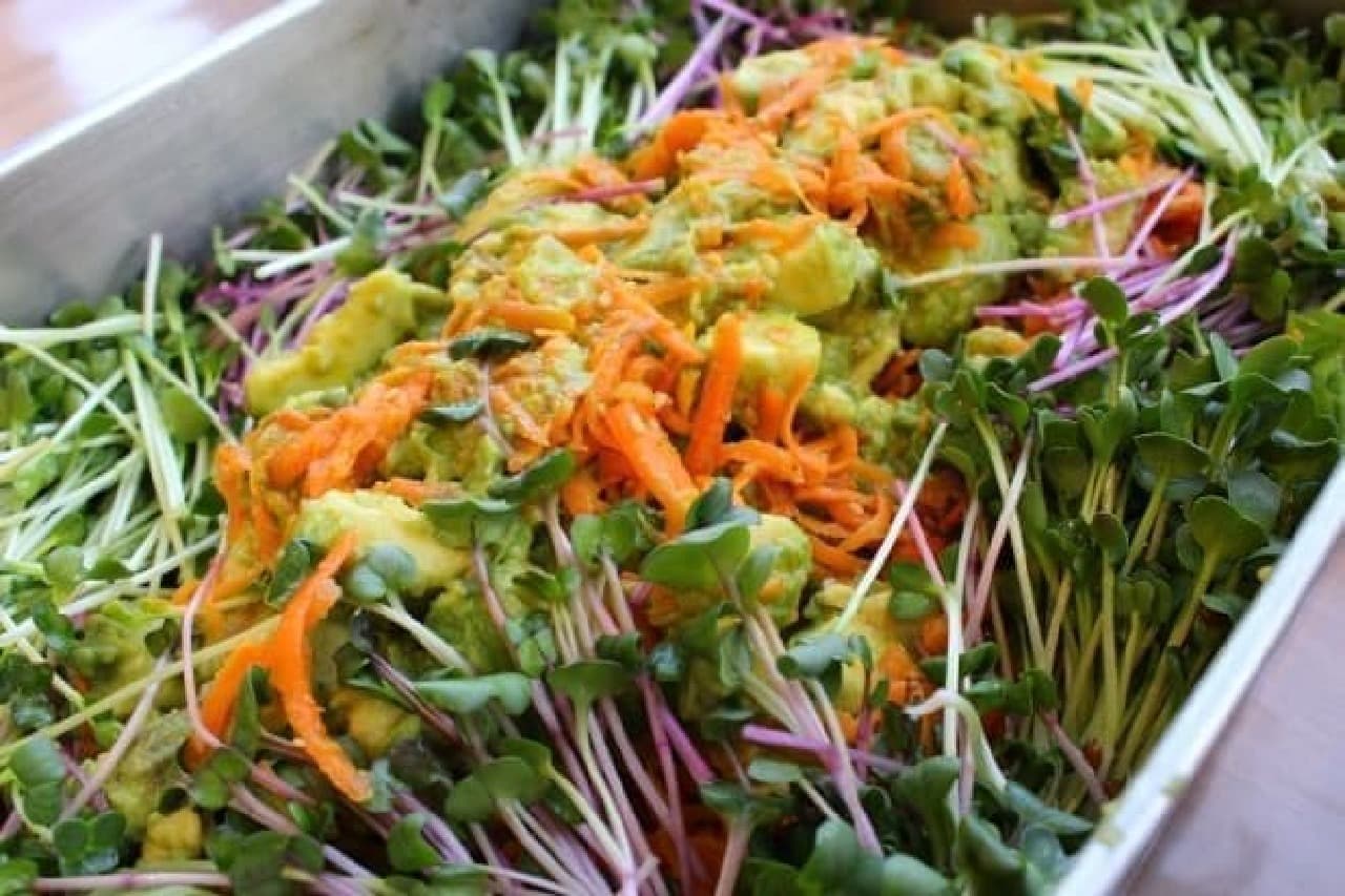 Carrot sushi, avocado salad