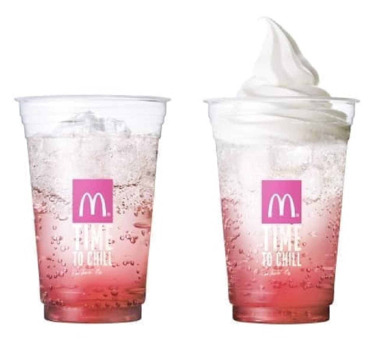 How about a cherry-colored drink together? (The photo on the left is McFizz Sakura Cherry)