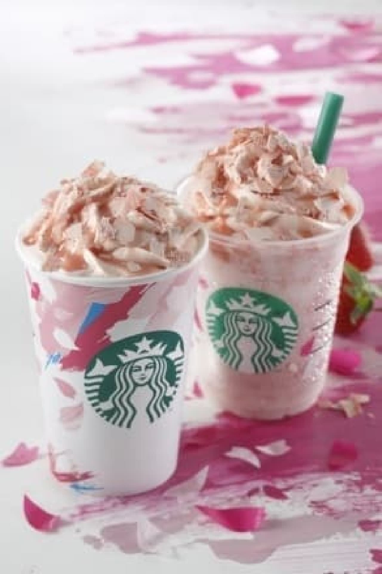 Starbucks new work is cherry blossom frappe & latte