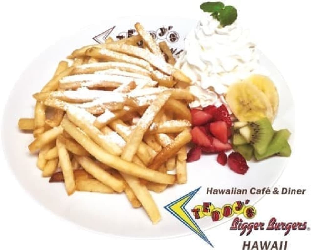 New sensation !? French fries with whipped cream and fruit