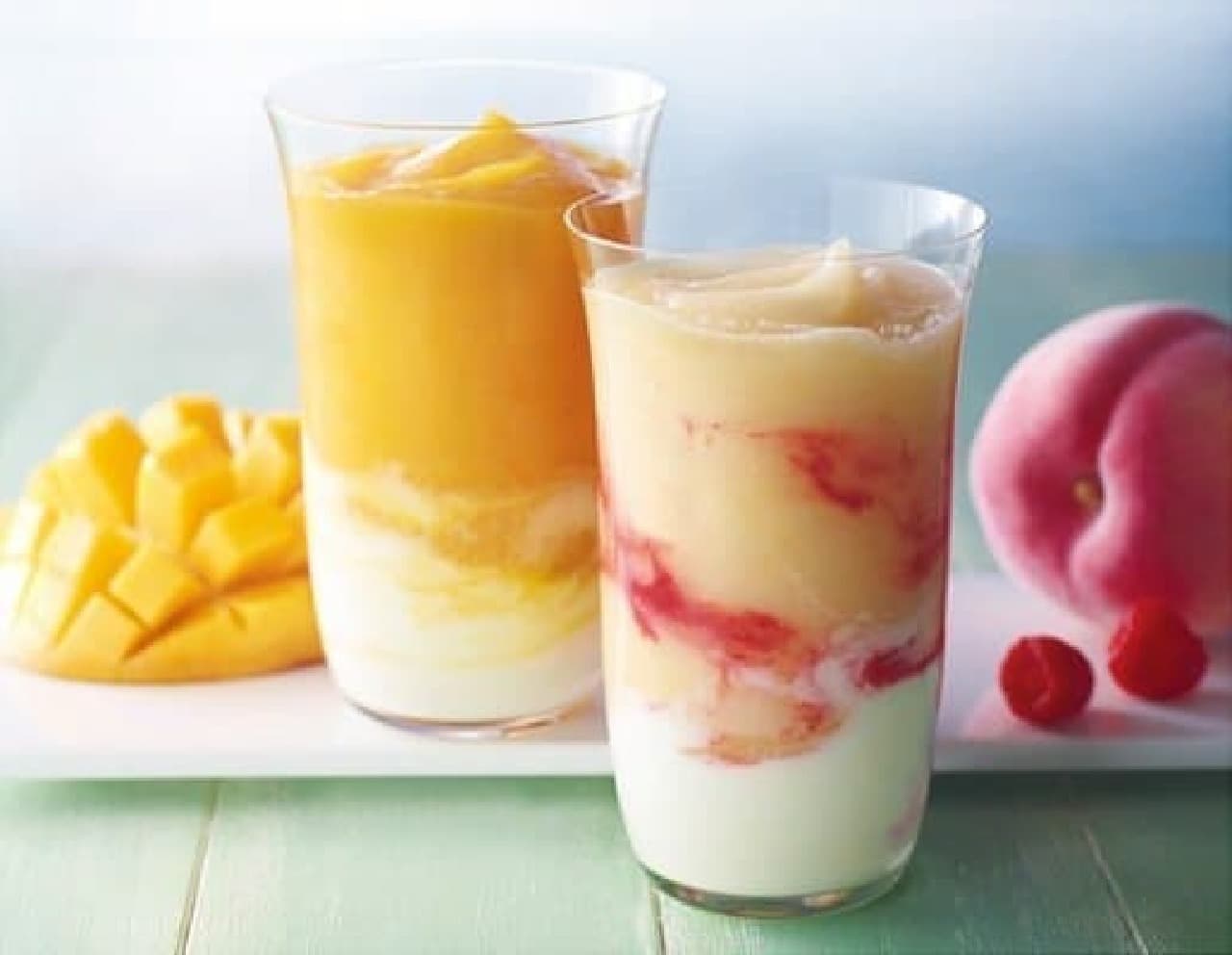 "Mango Passion & Yogurt" "Peach Berry & Yogurt"