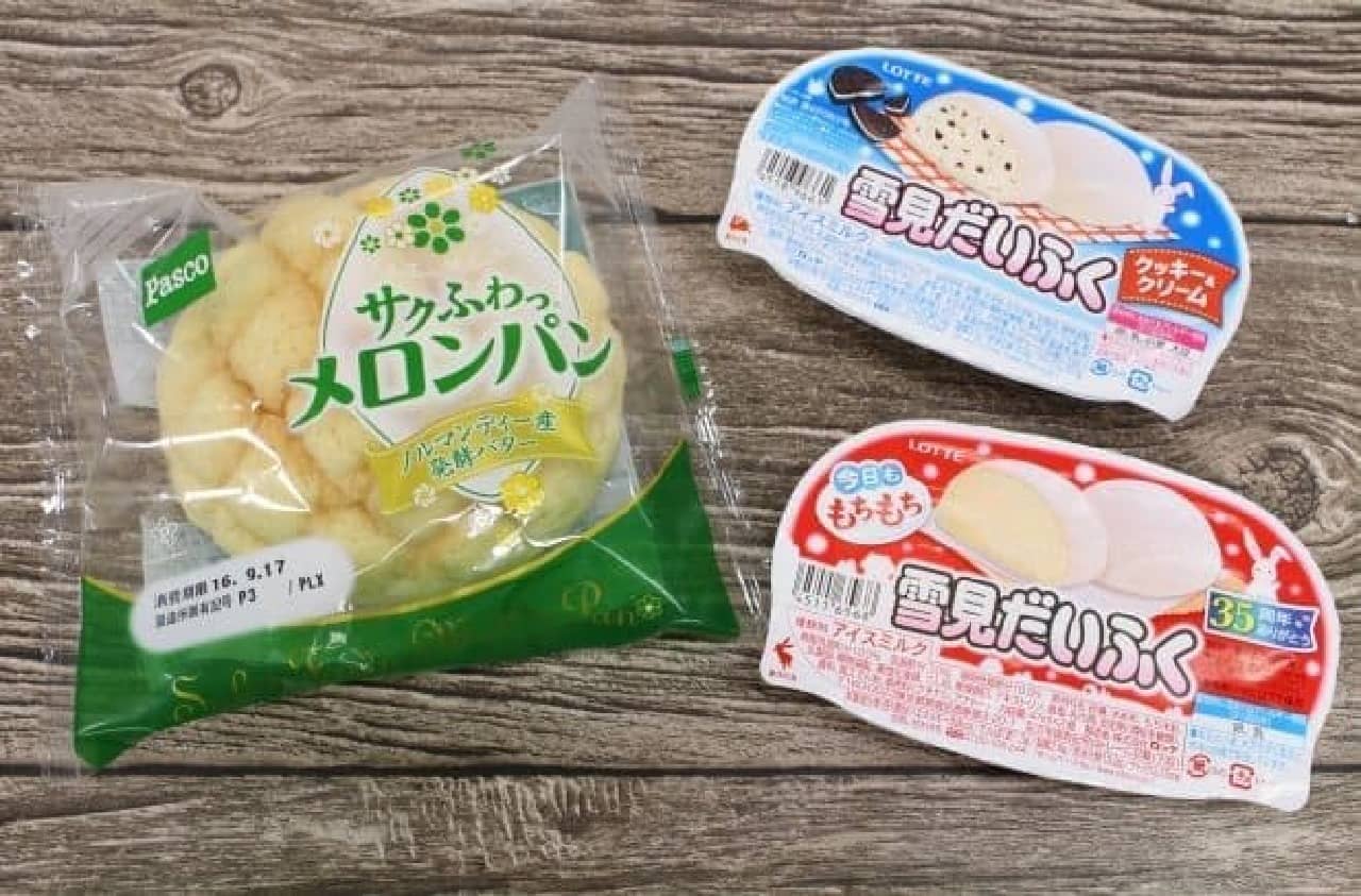 Melon bread and Yukimi Daifuku