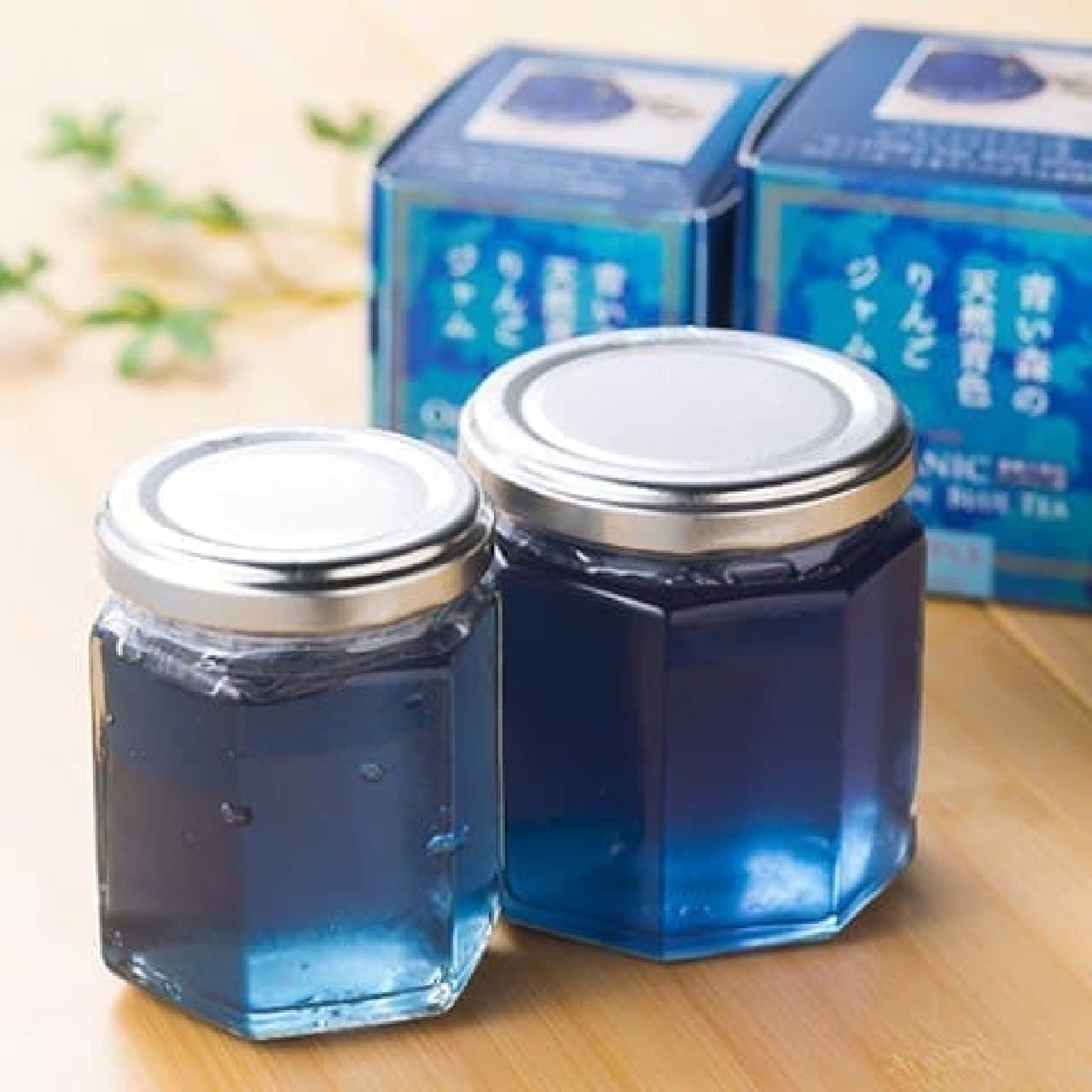 Natural blue apple jam in the blue forest