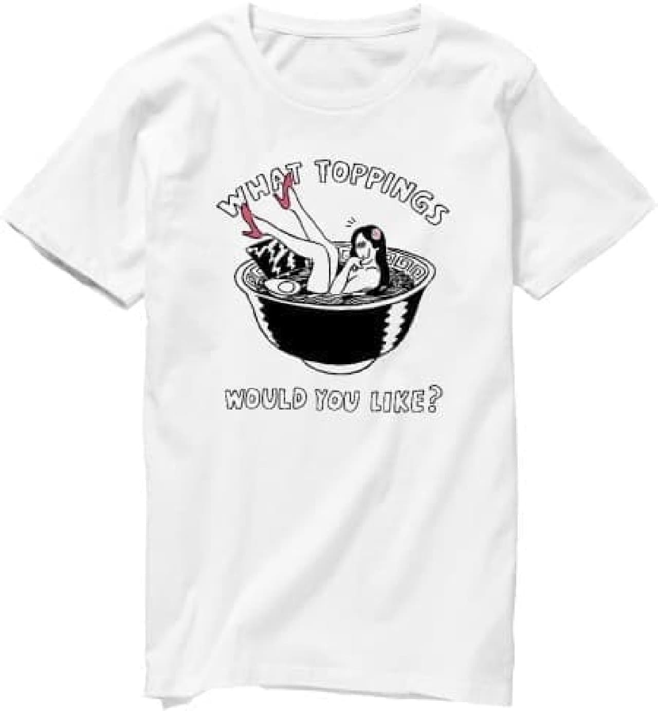 "Free toppings as many times as you like" Original ramen T-shirt