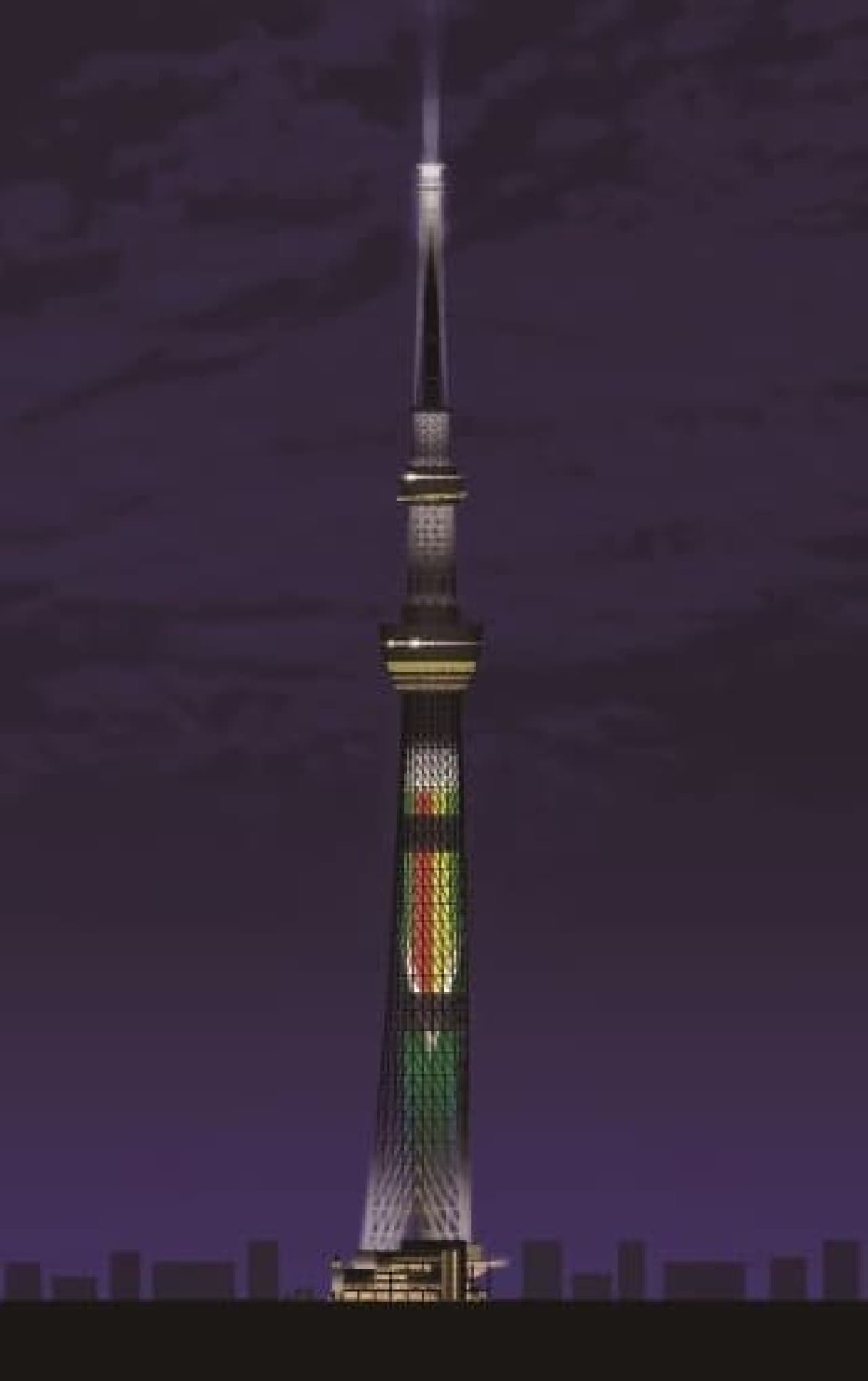 Lighting of "hand-rolled sushi" on Tokyo Sky Tree