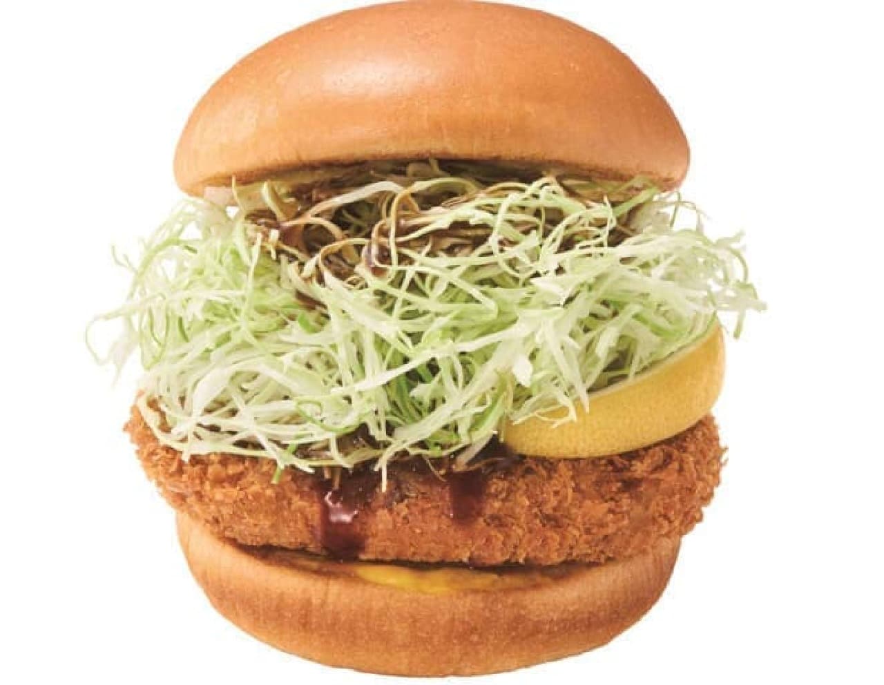"Shinshu pork minced meat burger with lemon" on moss