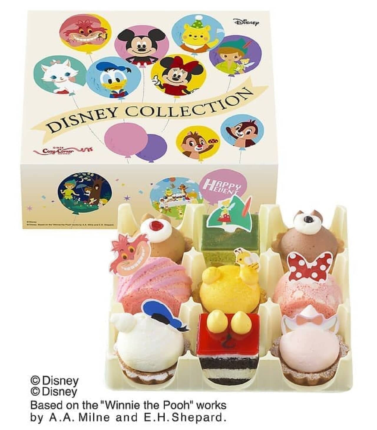 Assortment of petit cakes with Disney characters as a motif