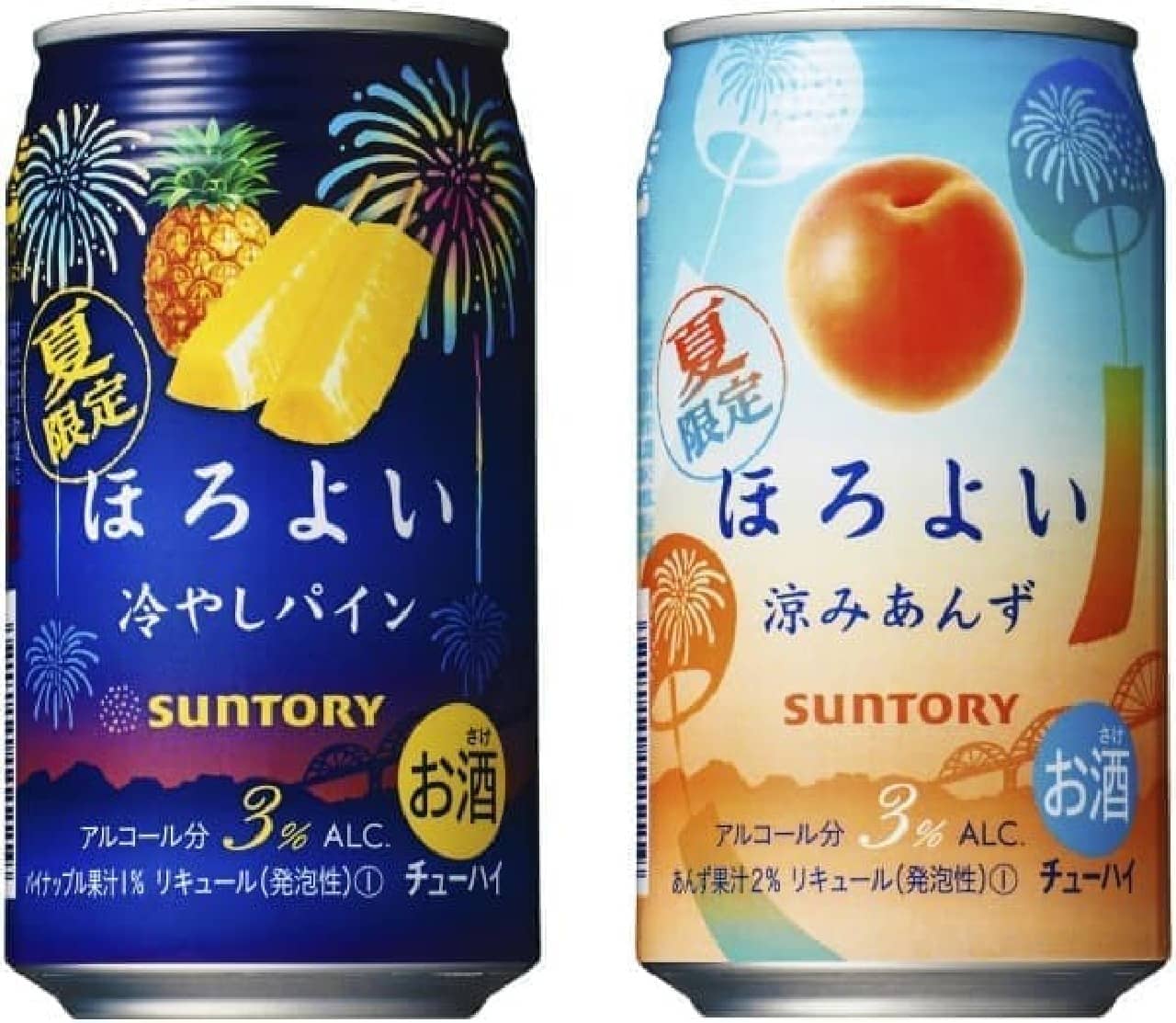 Suntory "Horoyoi Chilled Pine" and "Horoyoi Cool Apricot"