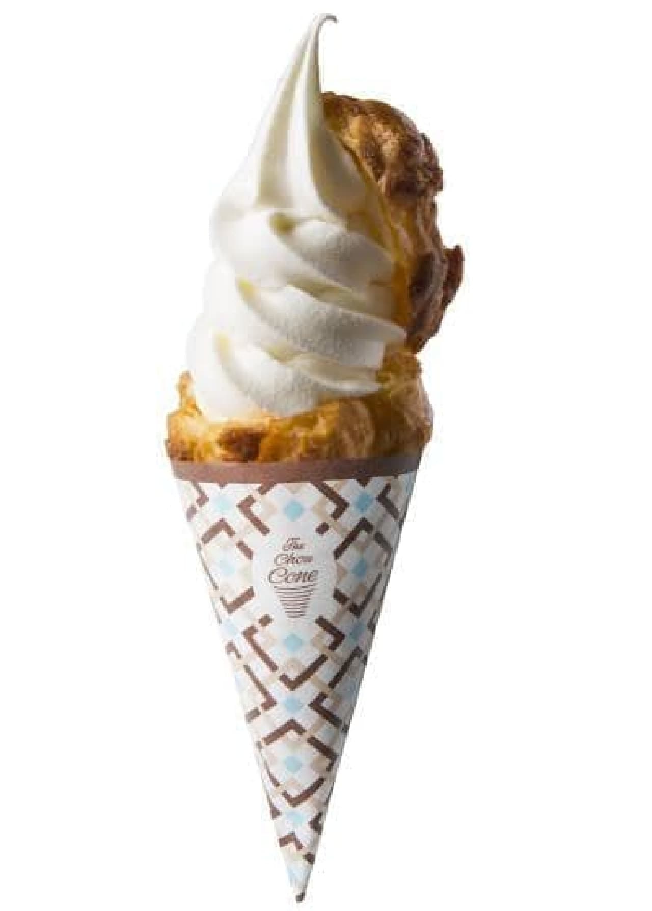 "The Shoe Corn Soft" is a sweet that is topped with soft serve ice cream on The Shoe Corn.