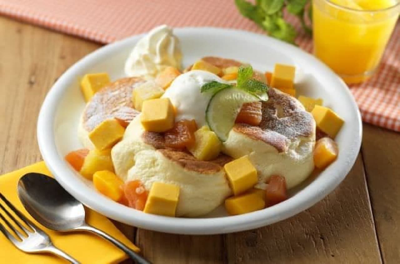 "Tropical Mango" is a limited edition pancake with plenty of mango