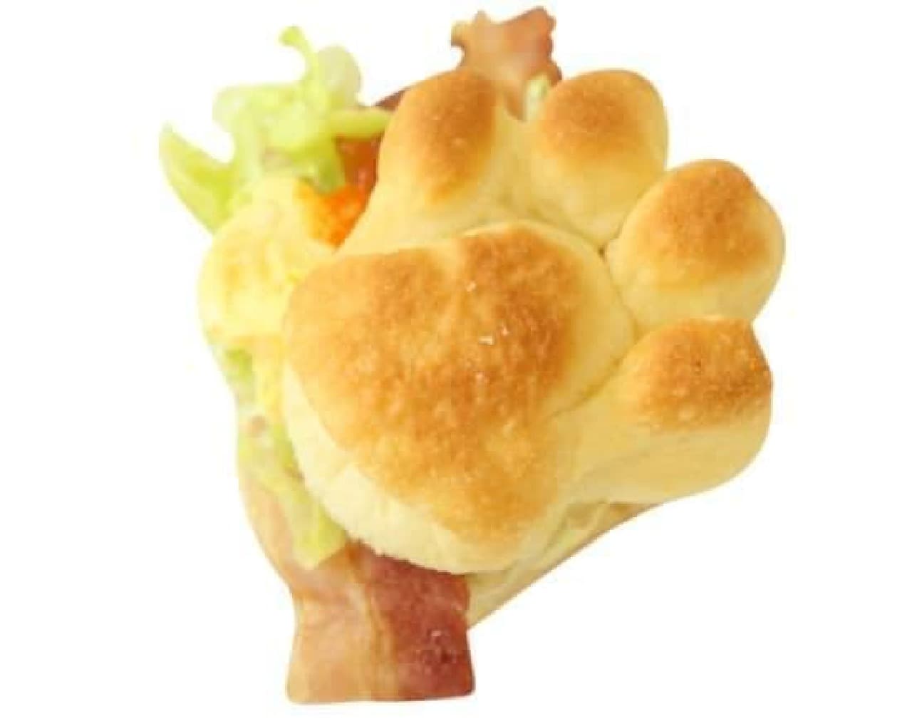 "Paw Paw Slider" is an original slider (Minburger) containing cute paw-shaped bacon, lettuce, and eggs.