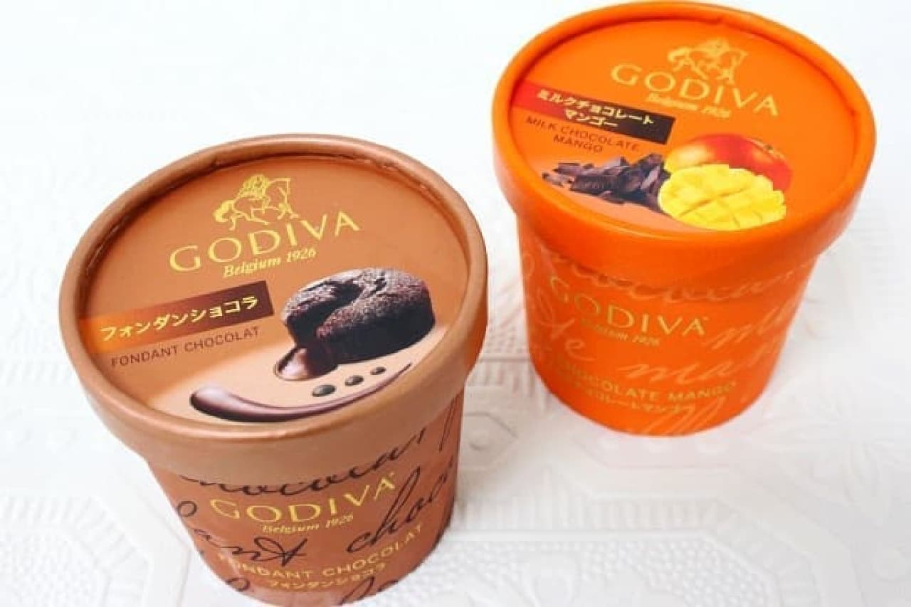 Godiva Cup Ice "Fondant Chocolat" and "Milk Chocolate Mango"