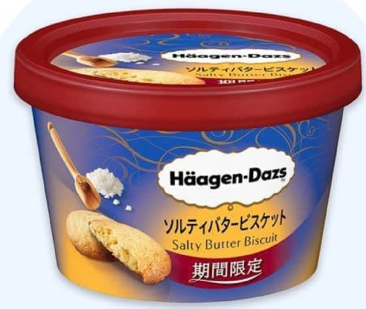 "Salty butter biscuits" is a mixture of rich butterscotch ice cream and fragrantly baked salt butter biscuits.