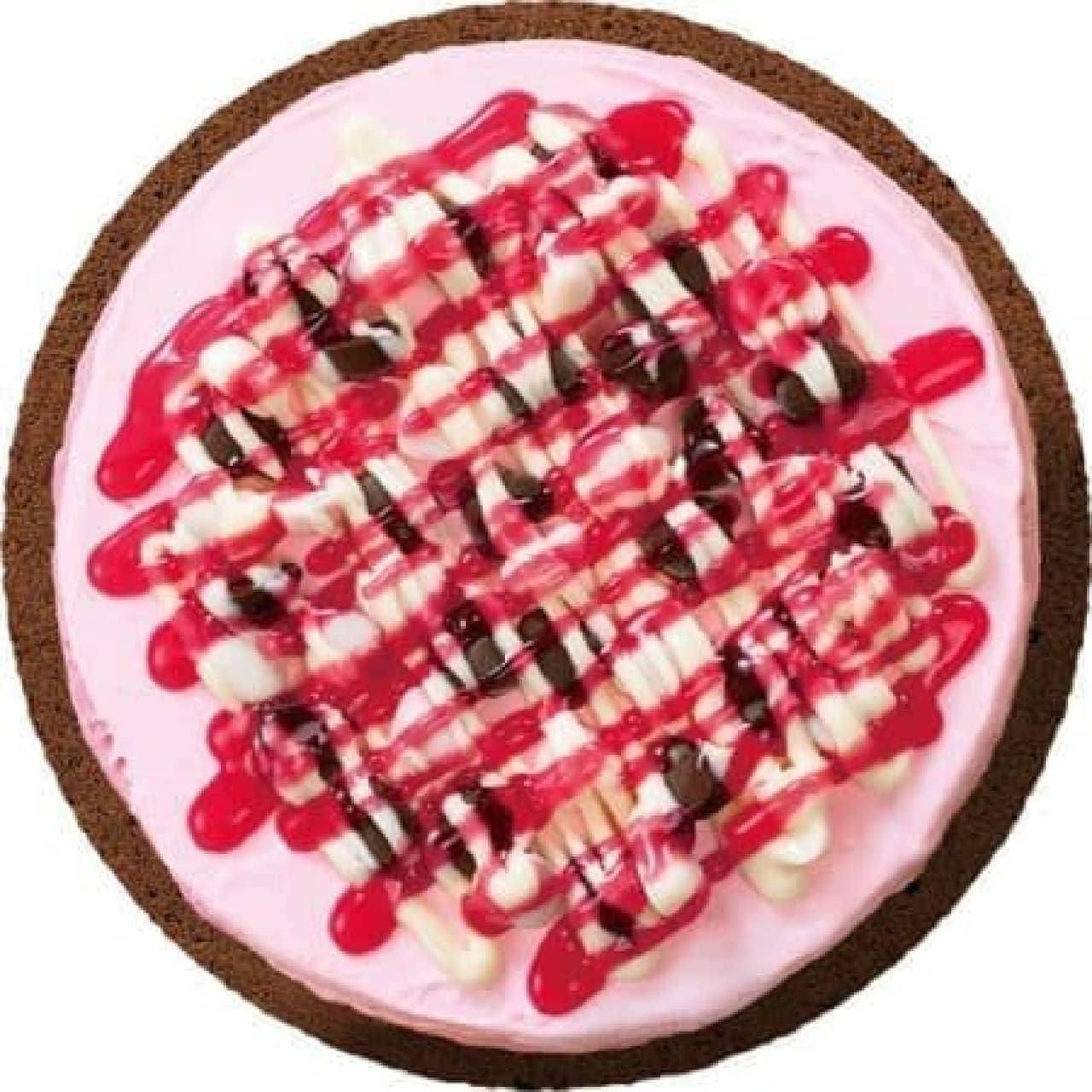 "Raspberry Special" is an ice pizza with brownie dough, raspberry ice cream and pink whipped cream.