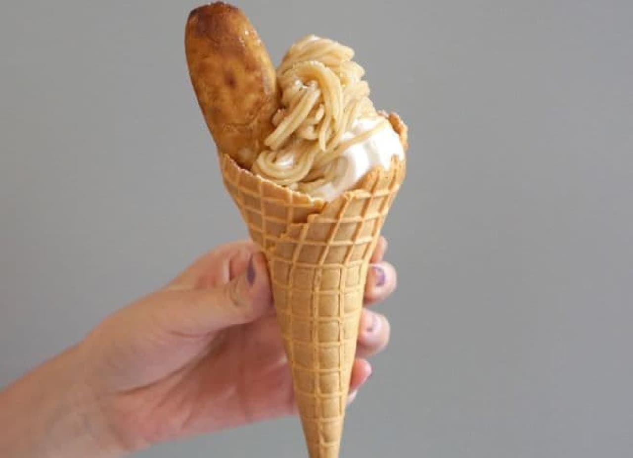 「白あん恋ソフト」は「大福豆」や「わかさいも」や豆餡モンブランが使われたソフトクリーム