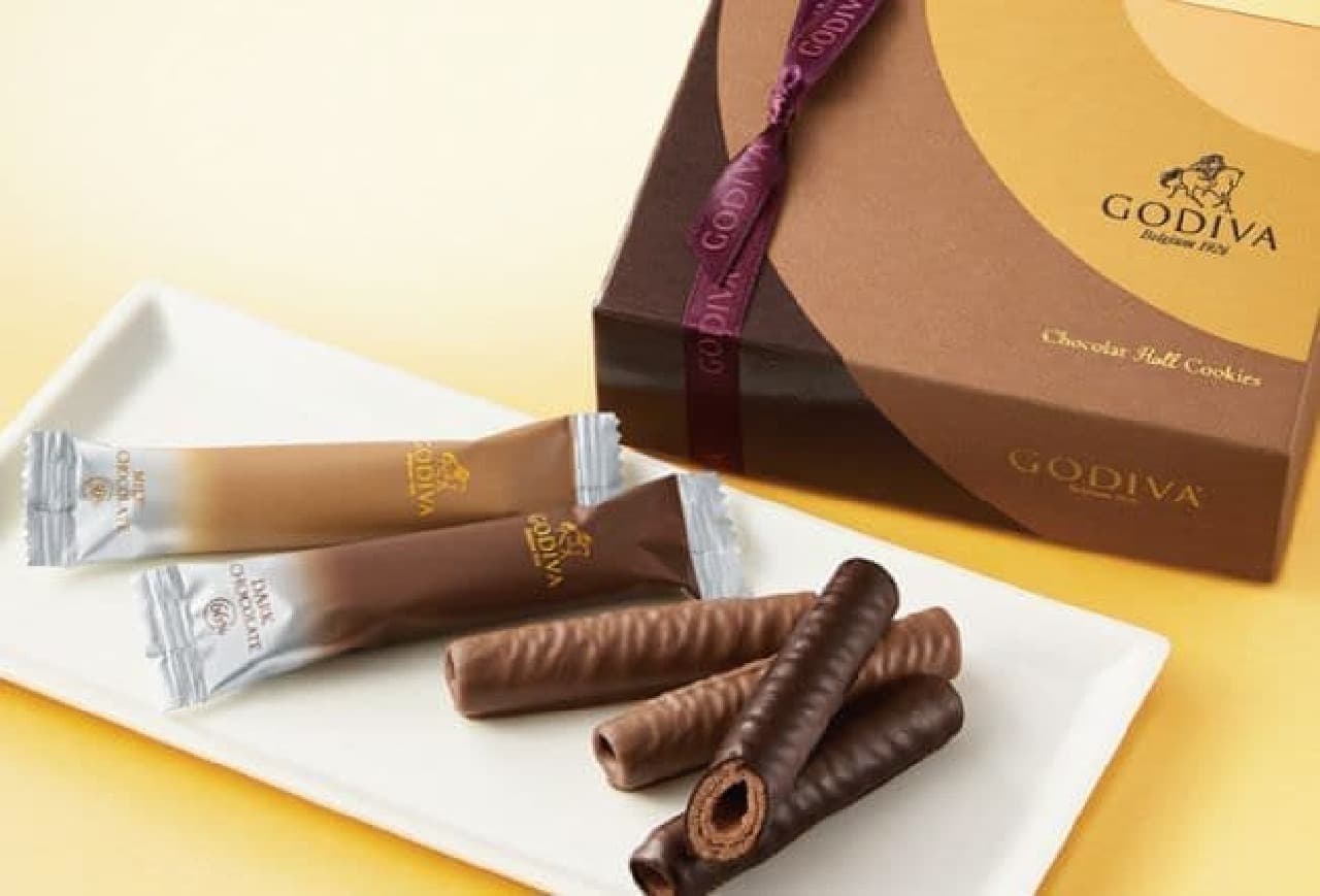 ゴディバ「ショコラロールクッキー」は厳選された香り高いチョコレートでラングドシャ生地を包んだお菓子