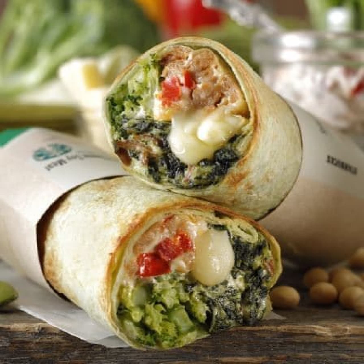 Starbucks "Hot Salad Wrap Spinach & Cheese Soy Meat"