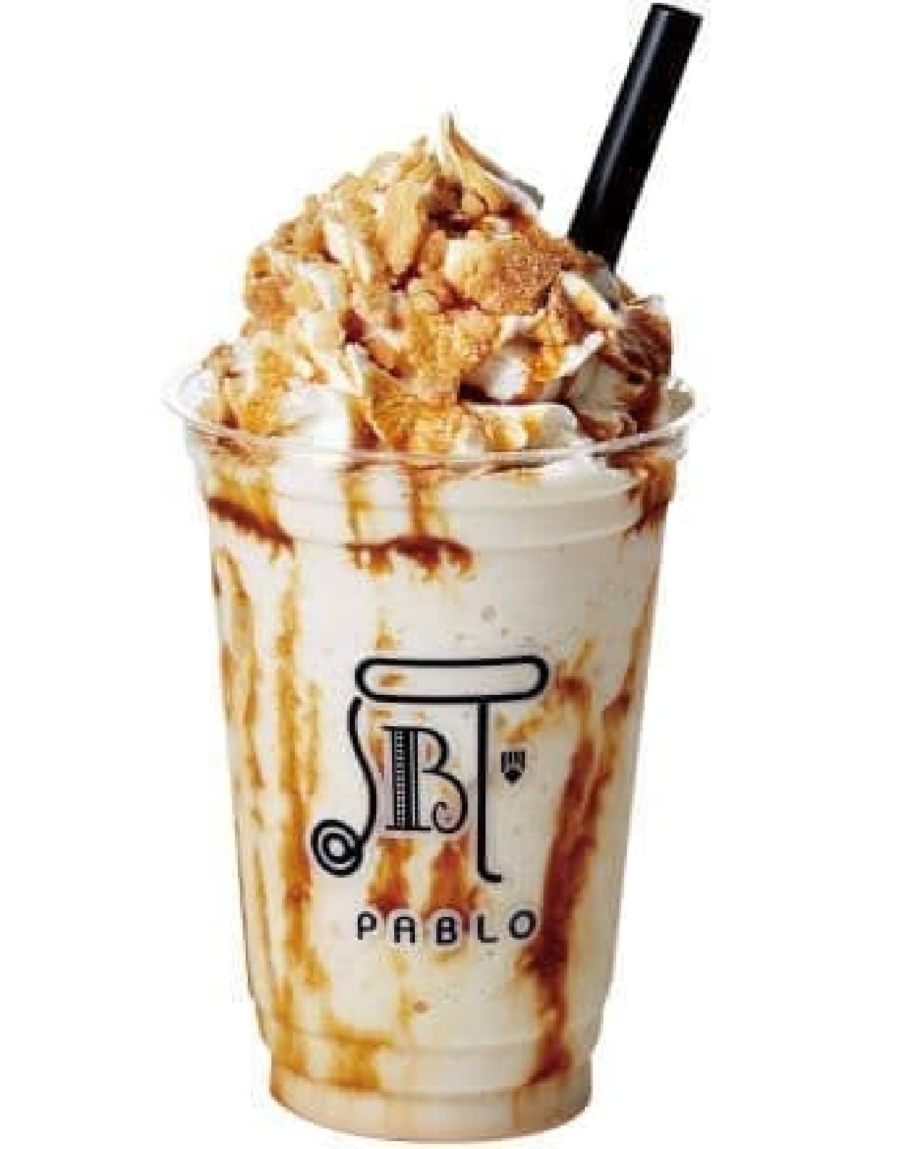 "Pablo Smoothie Apple Pie" is a smoothie with the image of an apple pie.