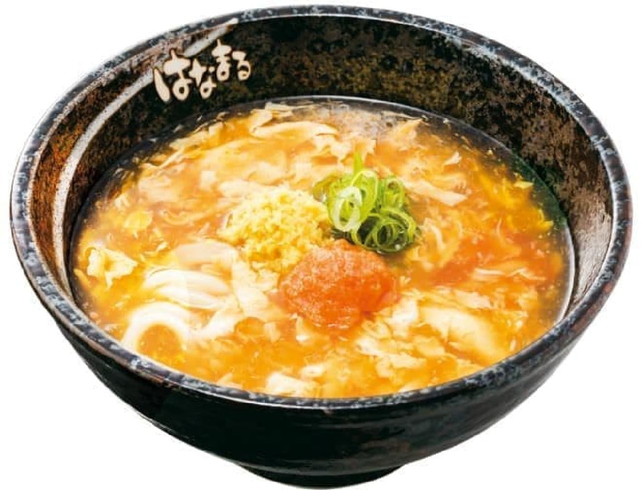 Menta ginger egg ankake is a udon noodle topped with grated ginger and mentaiko on an egg-filled ankake.