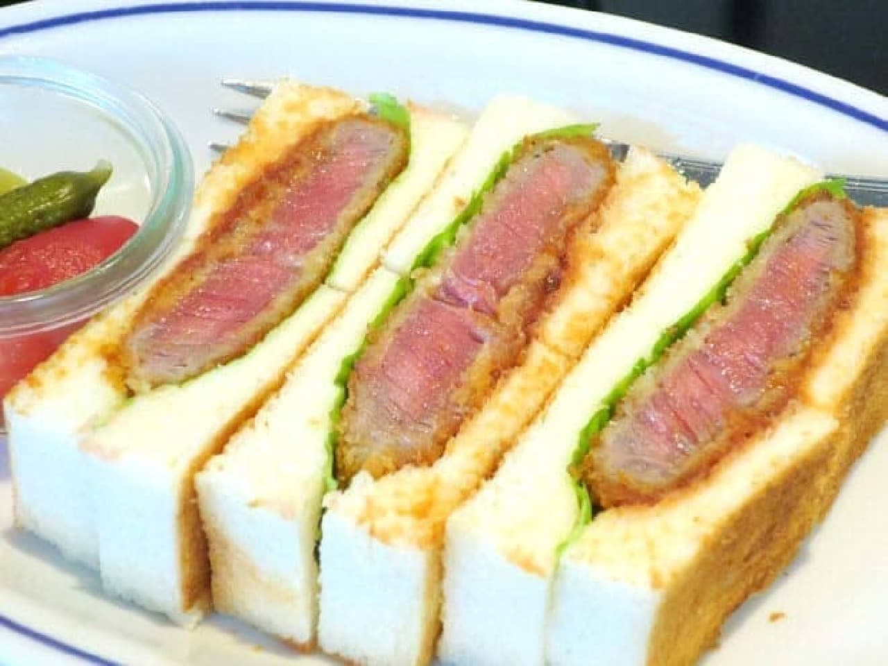 "Beef pork cutlet sandwich" offered at "Cafe Kimuraya" in Ginza, Tokyo