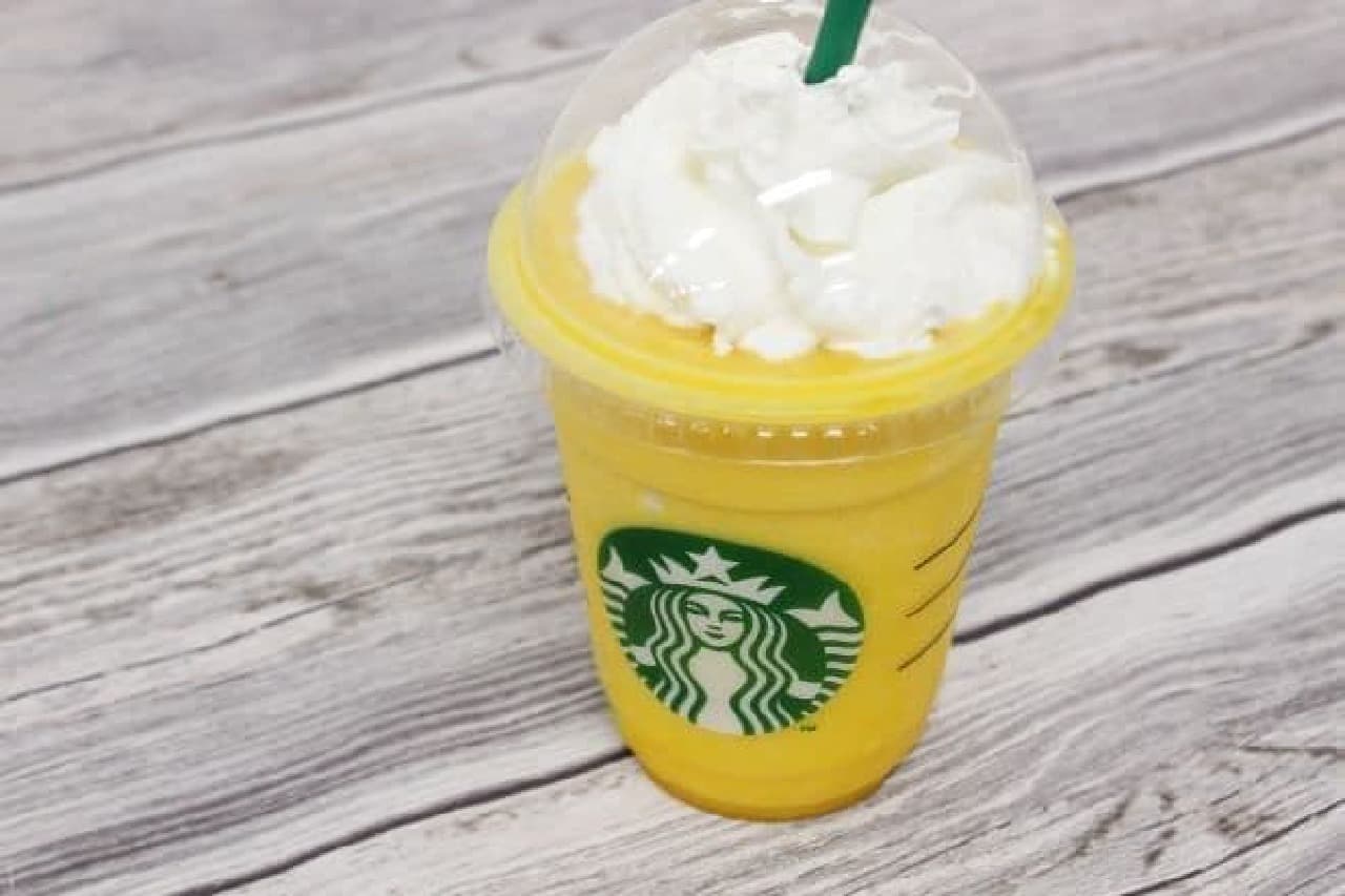 Peach frappe made with "Mango Passion Tea Frappuccino"