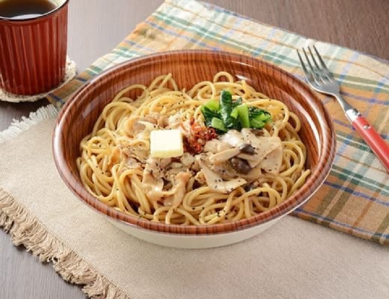 Lawson "Large Mushroom and Pork Butter Soy Sauce Pasta"