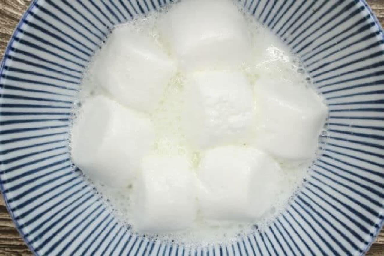 Warmed marshmallows and milk