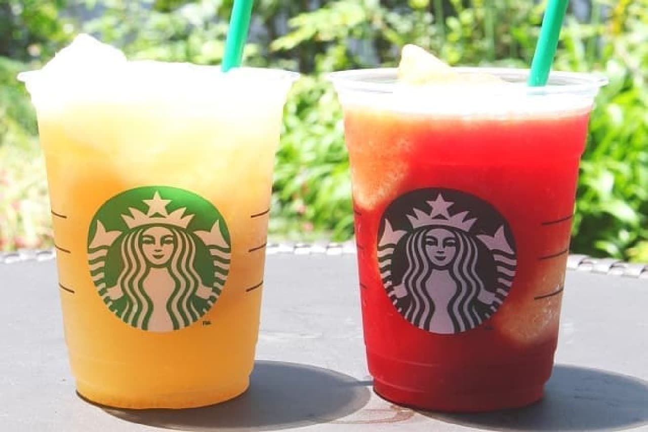 Starbucks "Teavana Frozen Tea Herbal Lemonade" "Teavana Frozen Tea Grapefruit & Tomatoes"