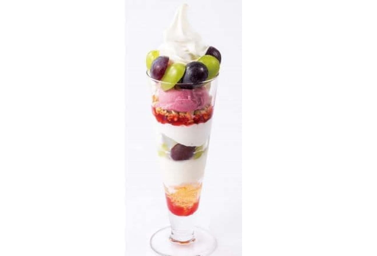 Fujiya restaurants "Milky soft serve ice cream parfait of Shine Muscat and Pione"