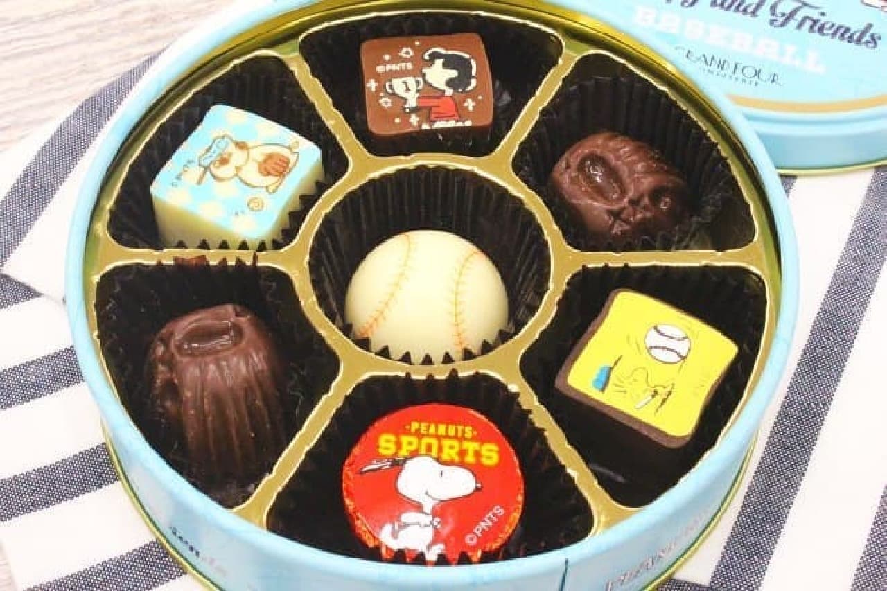 スヌーピー PEANUTS チョコレート ベースボール缶