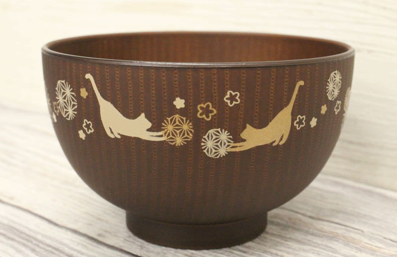 NITORI "Total wood grain resin juice bowl Kemarineko (Brown)"