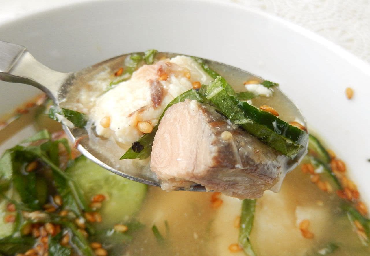 Easy recipe for "cold soup with canned mackerel