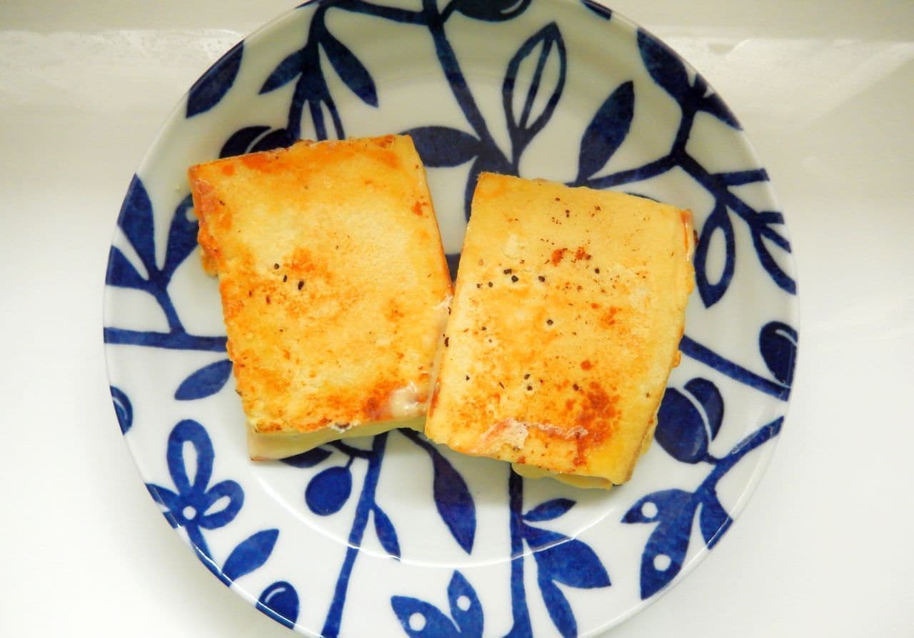 Healthy snack recipe "Ham and cheese sandwich with dried tofu