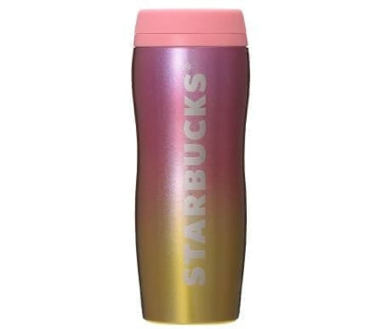 Starbucks "Carved Stainless Bottle Pink Yellow 355ml"