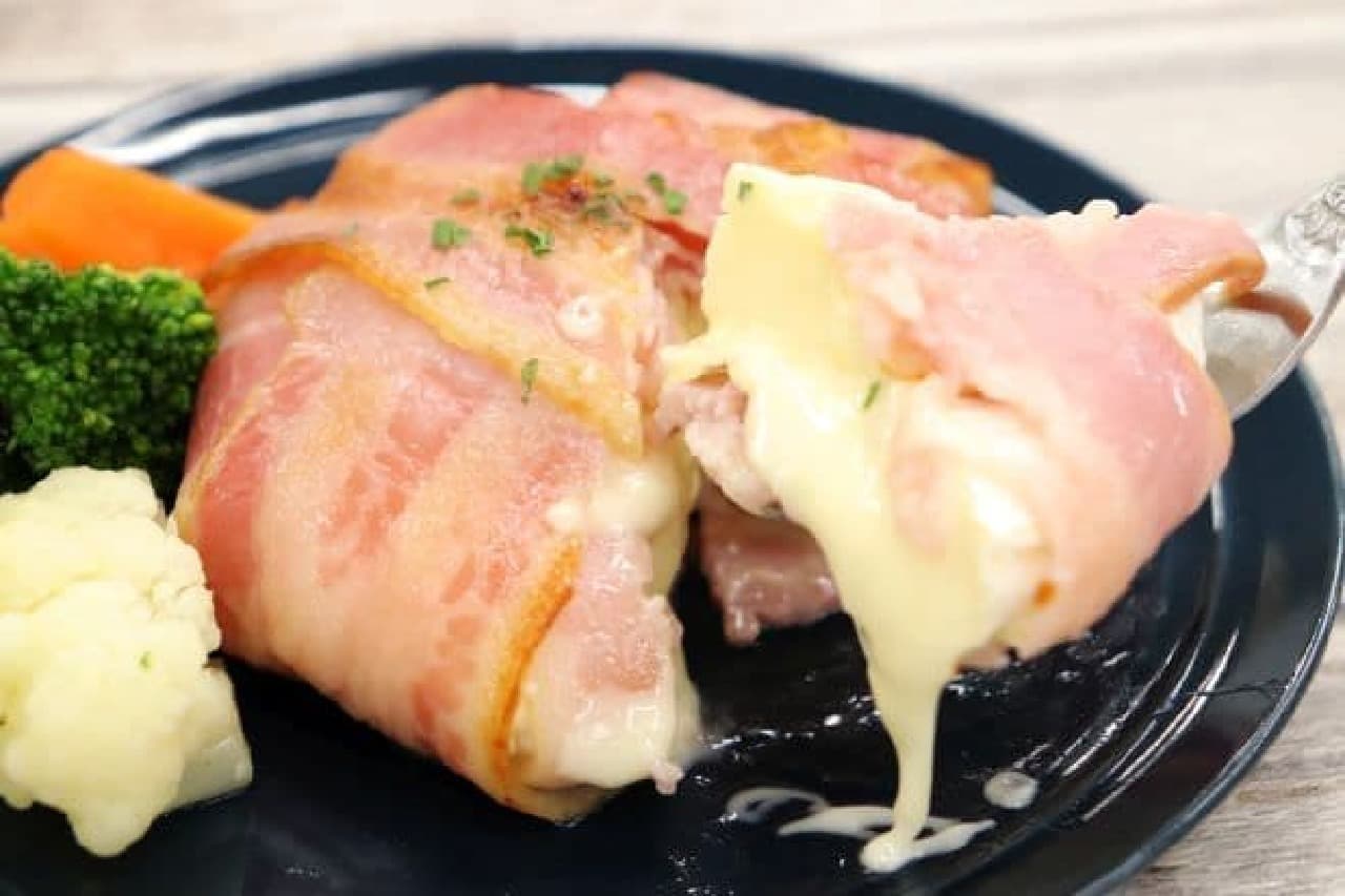 Camembert cheese wrapped in bacon