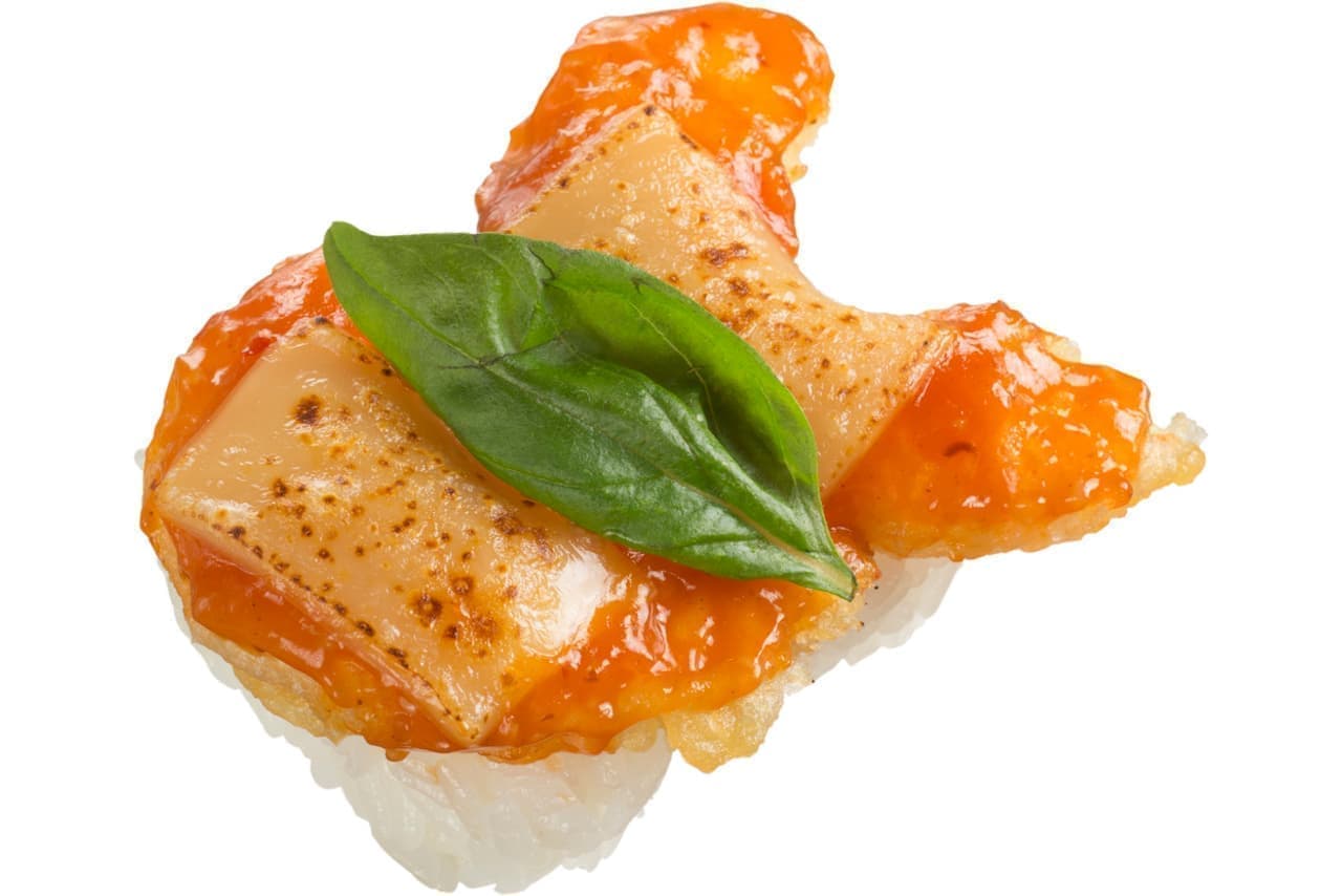 Sushiro's limited-time creation sushi shrimp tempura chili cheese