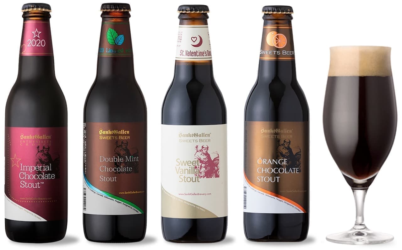 4 kinds of chocolate beer from Sankt Gallen for Valentine's Day
