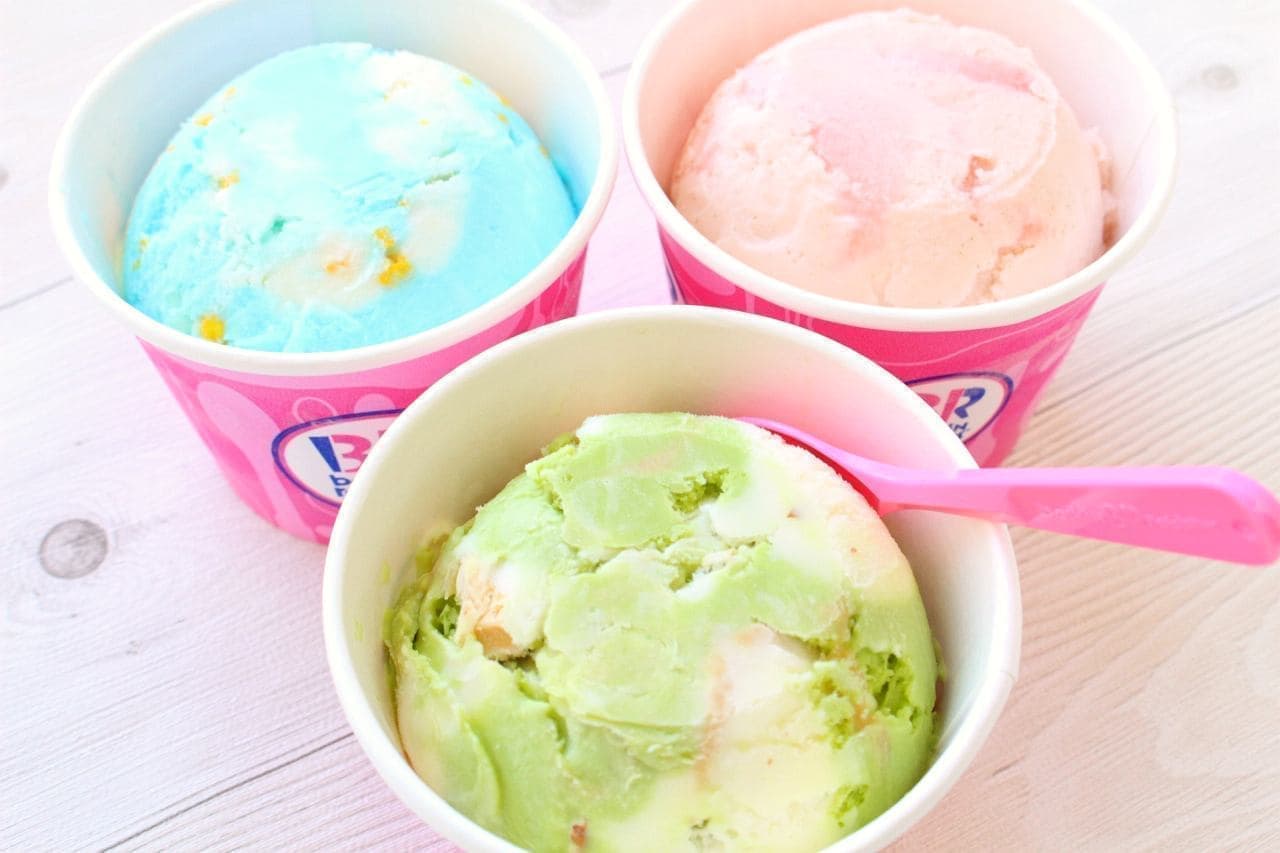 Thirty One Ice Cream Limited Time Flavor "Queen of Nuts Pistachio" "Doraemon Anywhere Soda" "Sakura"