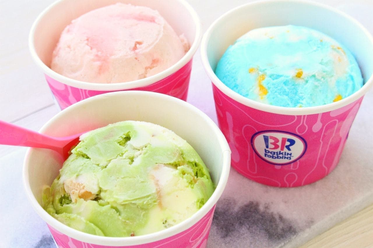Thirty One Ice Cream Limited Time Flavor "Queen of Nuts Pistachio" "Doraemon Anywhere Soda" "Sakura"