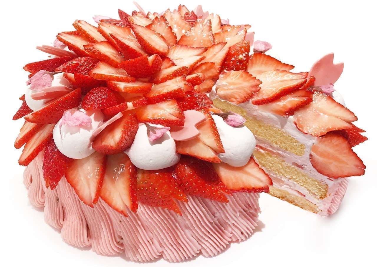 カフェコムサ「満開～いちごと桜のショートケーキ～」