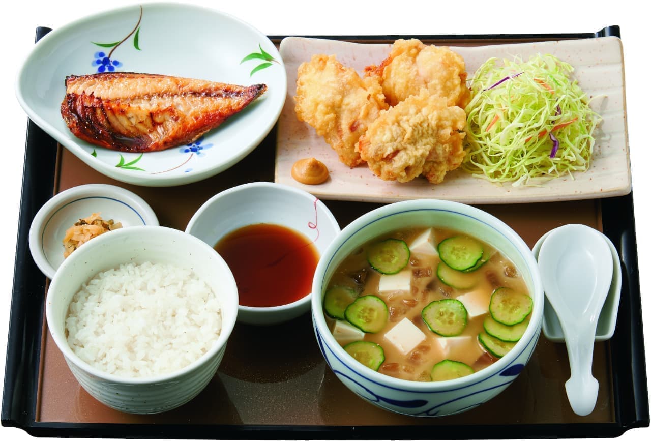 "Hiyajiru and Toriten set meal" and "Hitsumabushi set meal" at Yayoiken