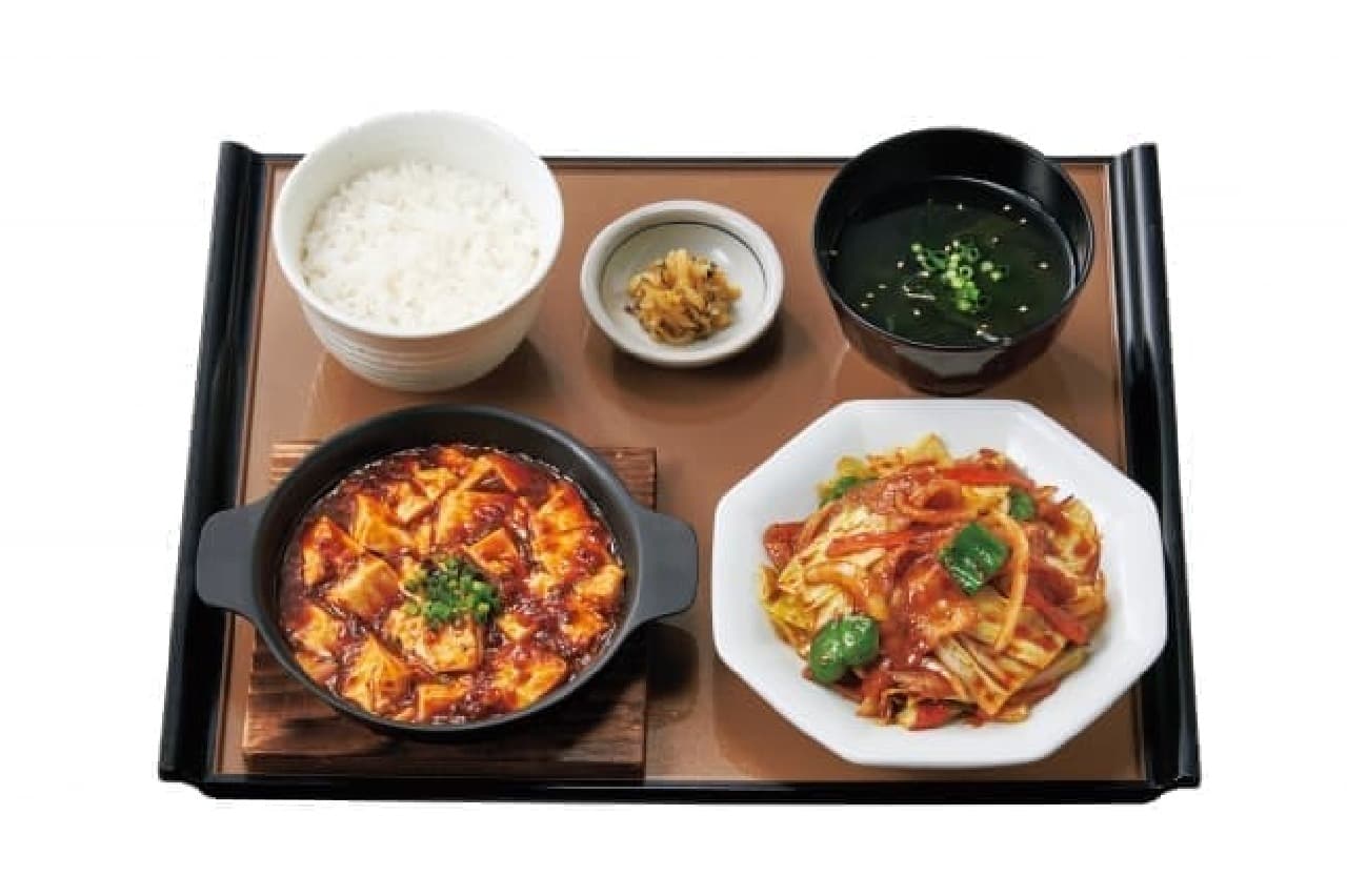 Twice-cooked meat and mapo tofu set meal